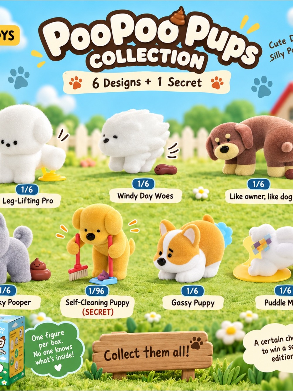 52TOYS PooPoo Pups Collection Blind Box – NEW Sealed – 1 Random Figure